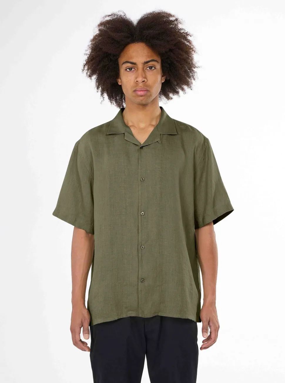 Box Fit Short Sleeved Linen Shirt Herr
