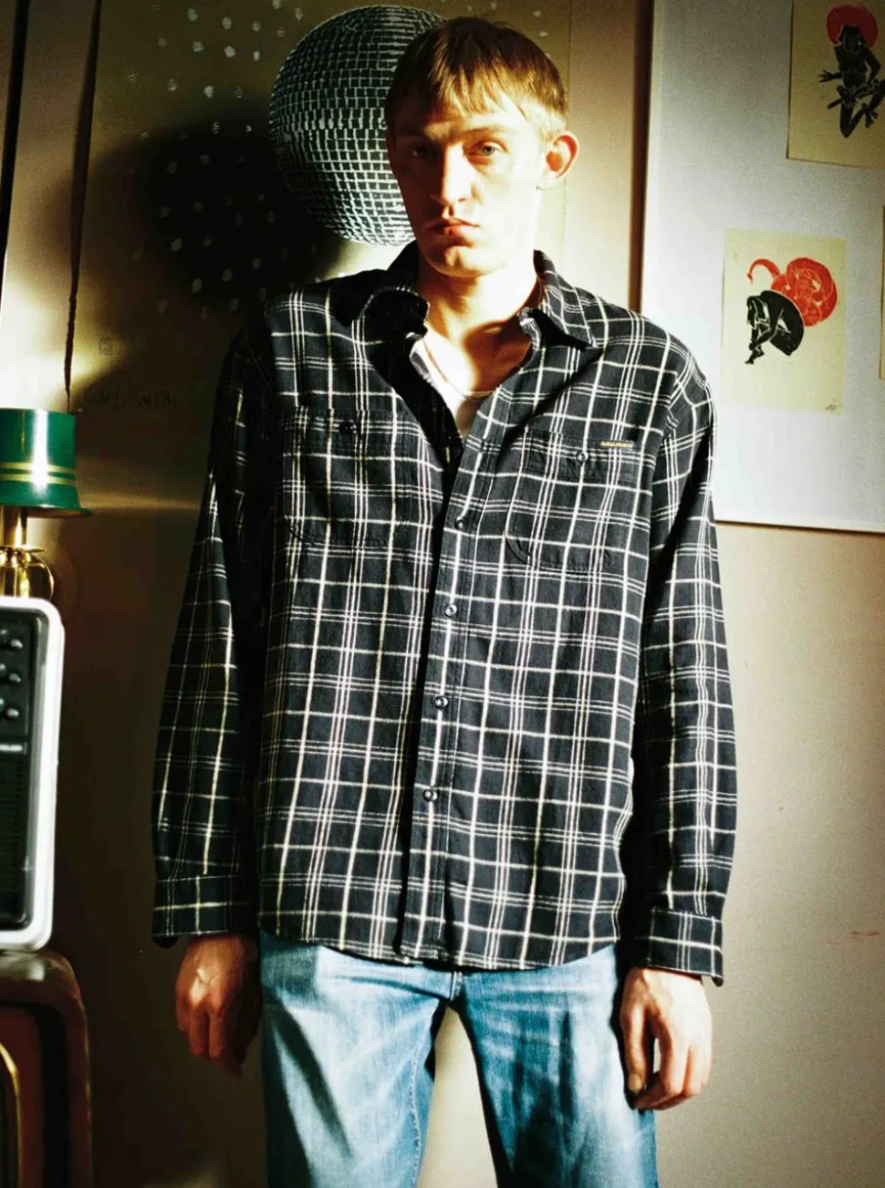 Julian Worker Shirt Checked Black Herr