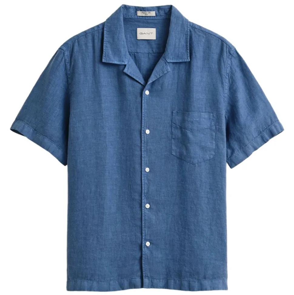 REGULAR GARMENT DYED LINEN SS CAMP SHIRT HERR