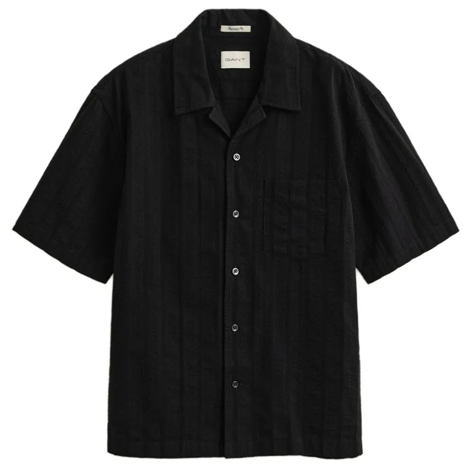 RELAXED DOBBY STRIPE CAMP COLLAR SHIRT HERR