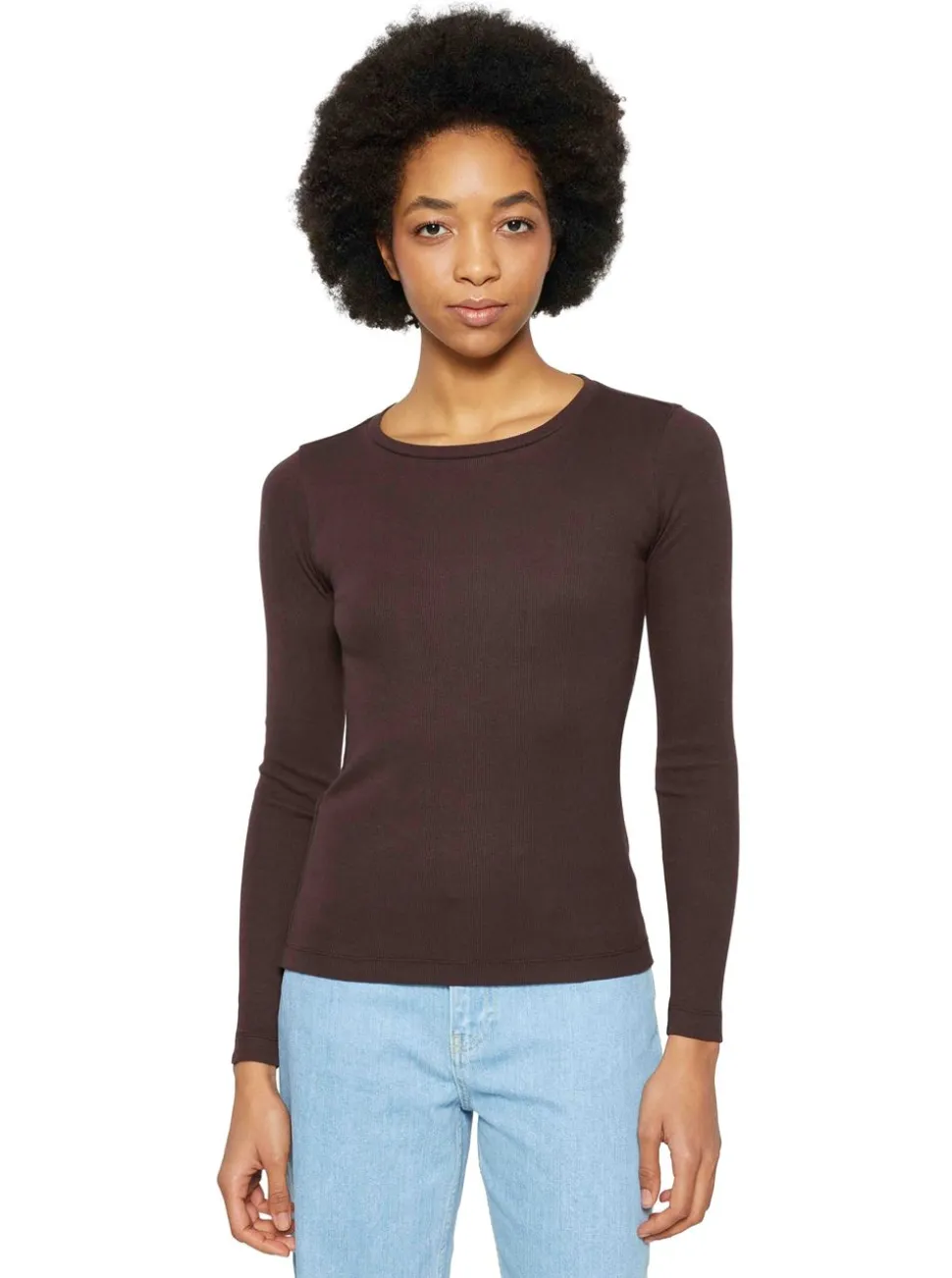 Rib Scoop neck long sleeved - GOTS/Vegan dam